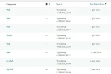 WordPress Panelde Son Güncelleme Sütun Ekleme